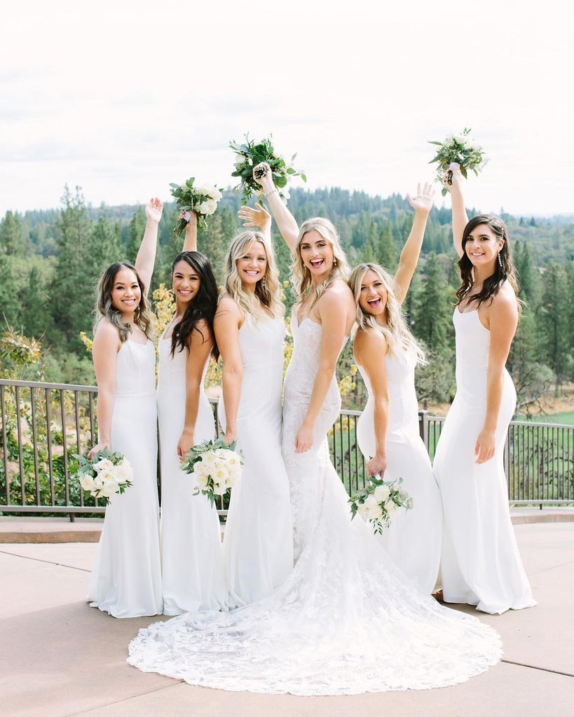 Blue grey bridesmaid dresses