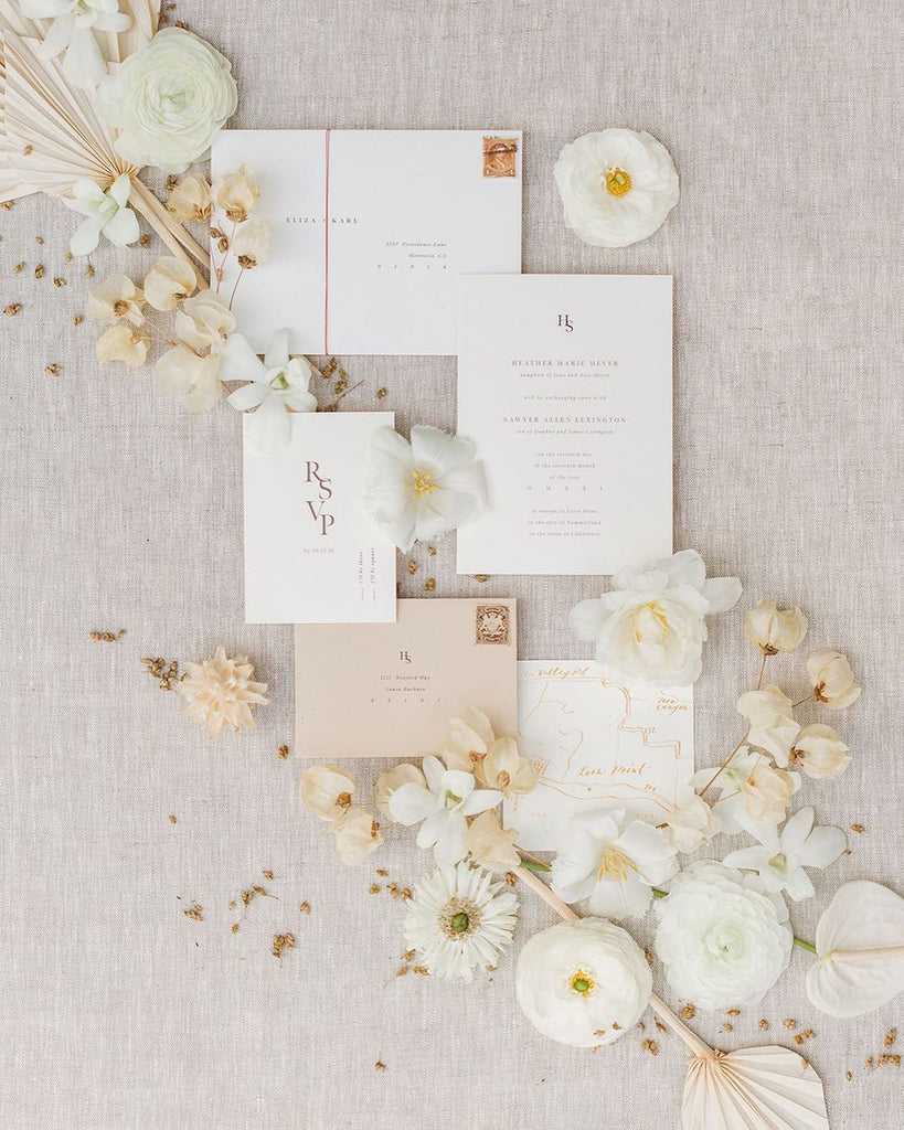 neutral wedding stationery