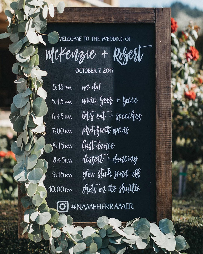 wedding schedule sign