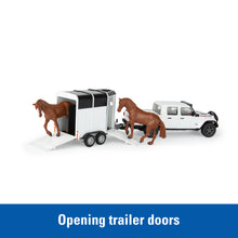 Load image into Gallery viewer, 1/32 Jeep with Trailer and Horses
