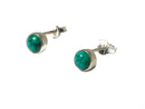 Small Round Shaped Blue Green TURQUOISE Sterling Silver 925 Gemstone Stud Earrings - 4 mm