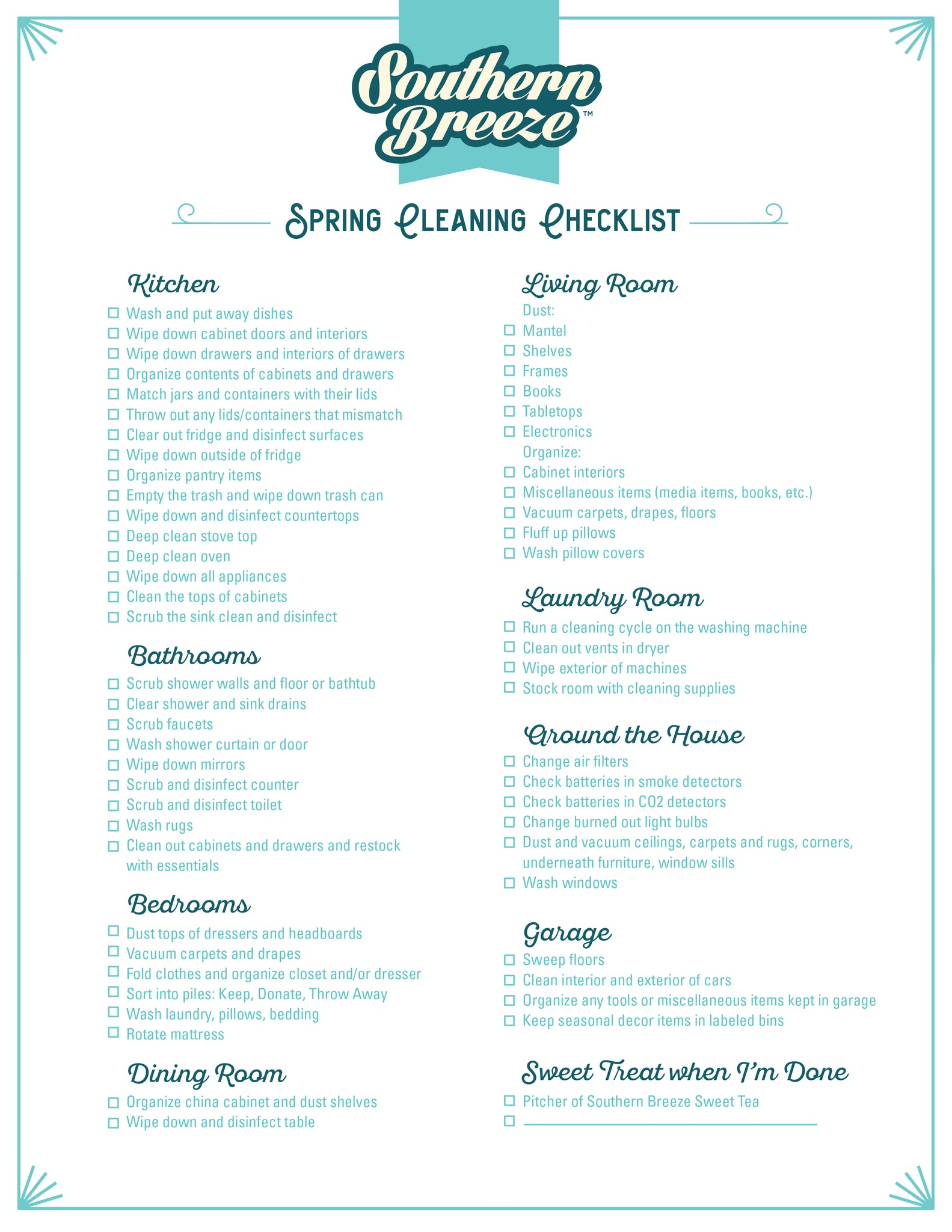 Printable Cleaning Checklist