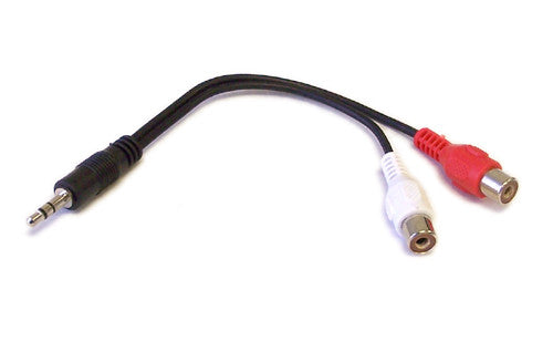 3.5mm Male to 2 x RCA Female Molded Audio Cable Adapter 6 Inches