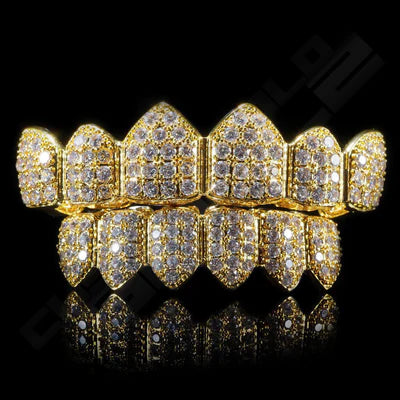 GOLD PLATED CZ CLUSTER PREMIUM GRILLZ