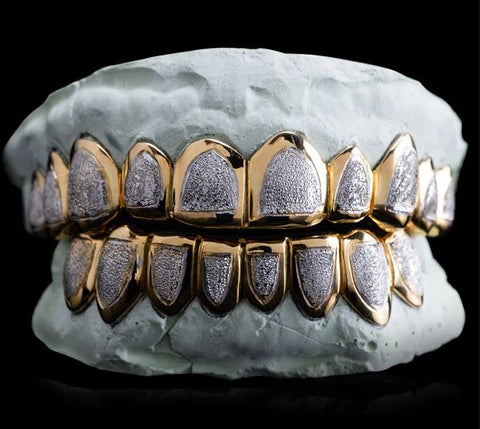 SOLID GOLD TWO TONE DIAMOND DUST GRILLZ