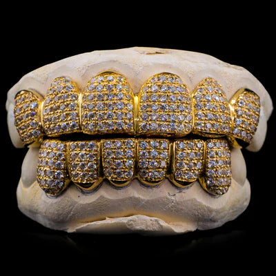 SOLID GOLD FULLY BUSTDOWN ICED GRILLZ