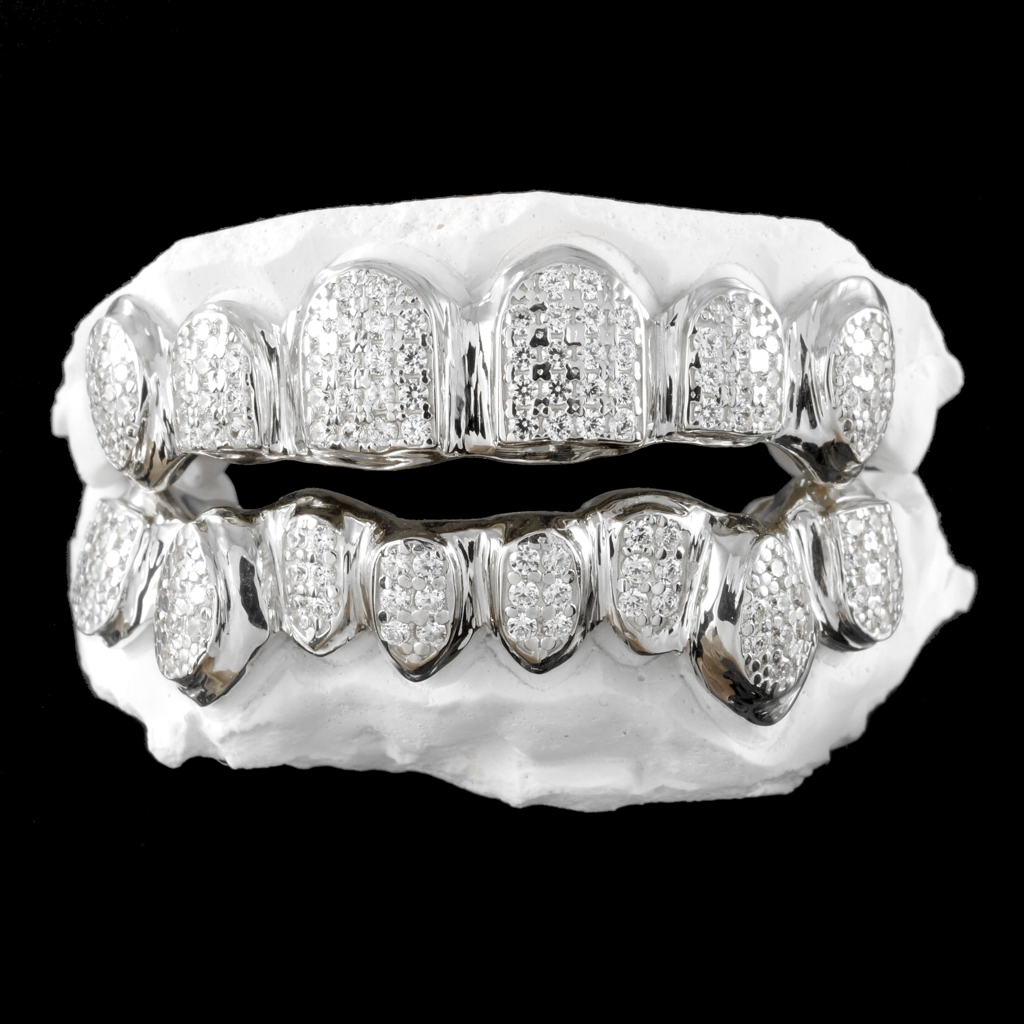 Iced Out Custom Fitted Silver Grillz