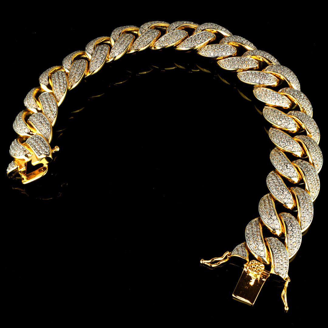 18mm Cuban Link Bracelet in Yellow Gold - Custom Gold Grillz