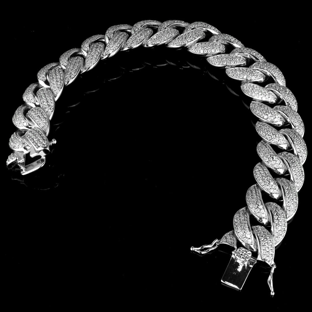 Josie Gold & Diamond Cuban Link Bracelet 18K White Gold