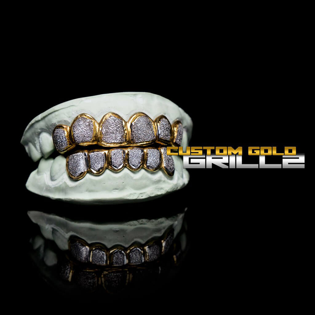 SOLID GOLD TWO TONE DIAMOND DUST GRILLZ – The Grill Masters ATL