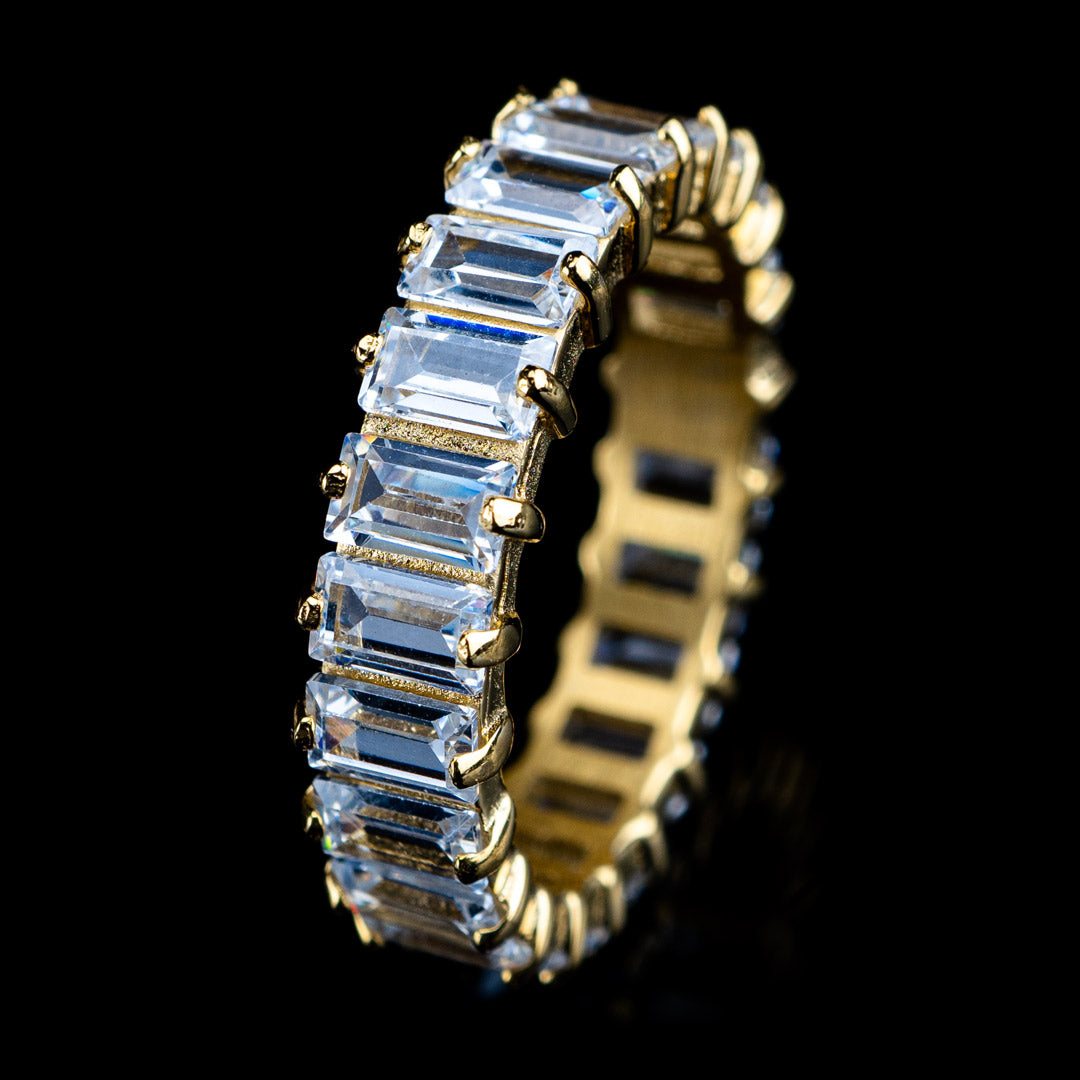 Baguette Cut Diamond Channel Set Full Eternity Ring Engraved Sides