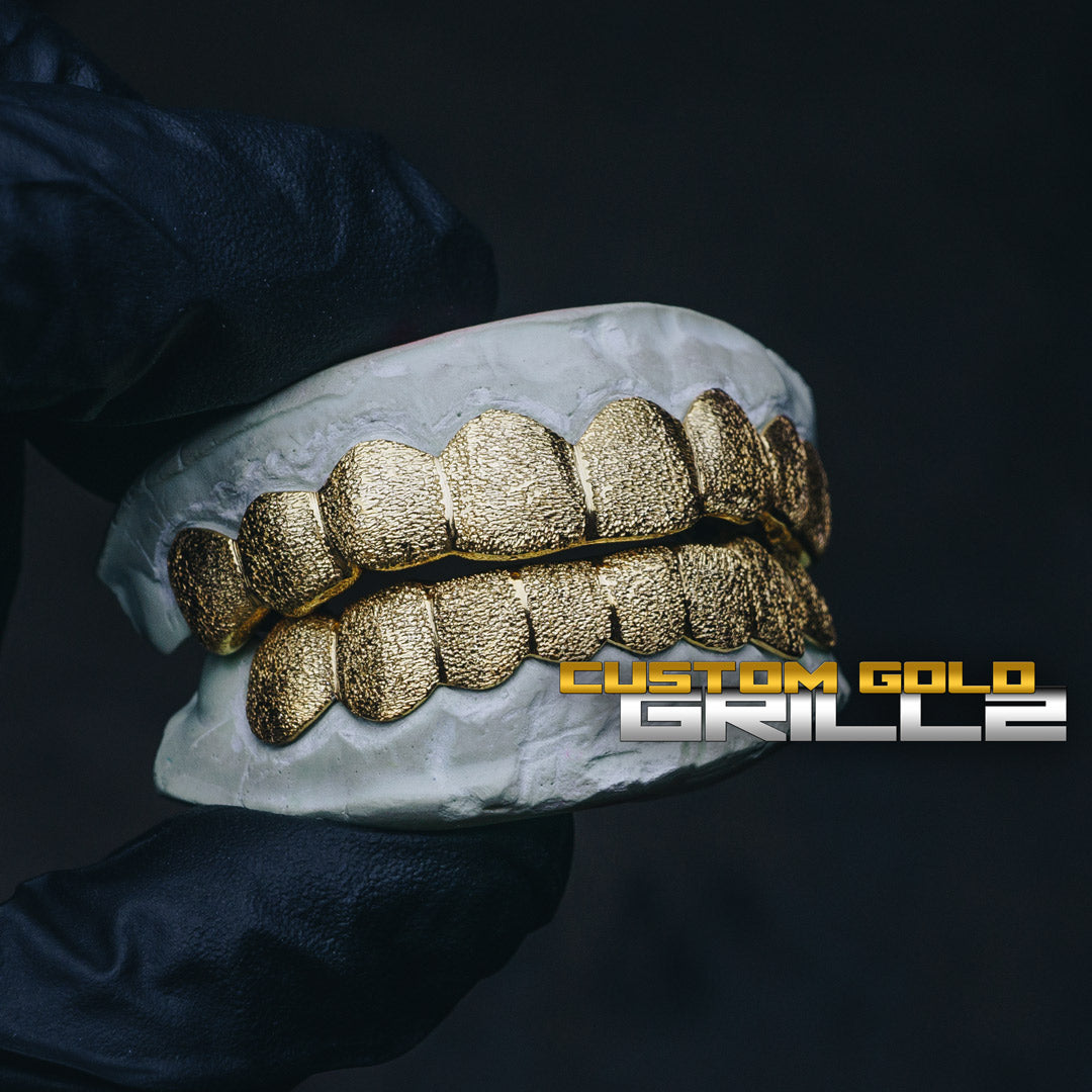 SOLID GOLD TWO TONE DIAMOND DUST GRILLZ – The Grill Masters ATL