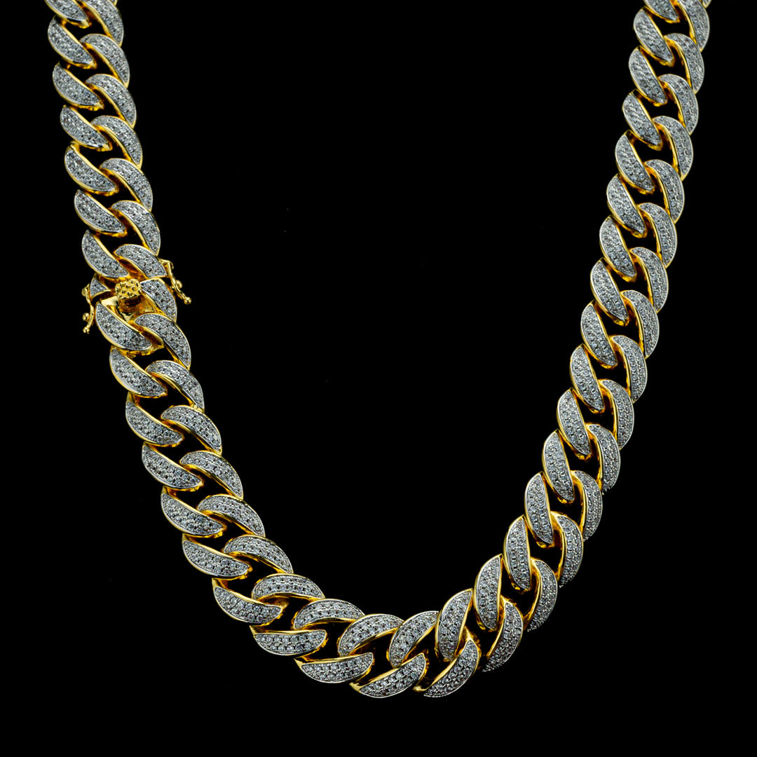 Cuban Link Diamond Chain in Yellow Gold - Custom Gold Grillz