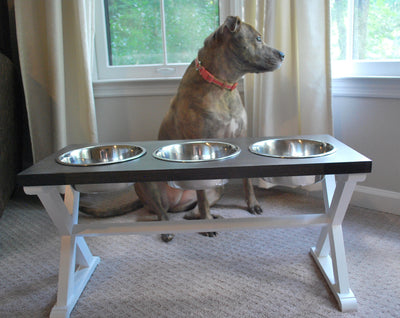 three bowl raised dog feeder