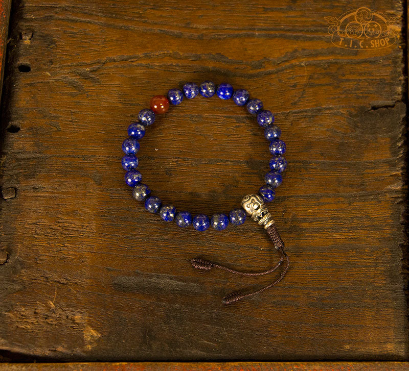 Sansar - 4mm - Lapis Lazuli Beaded Stretchy Bracelet with Sandalwood Beads