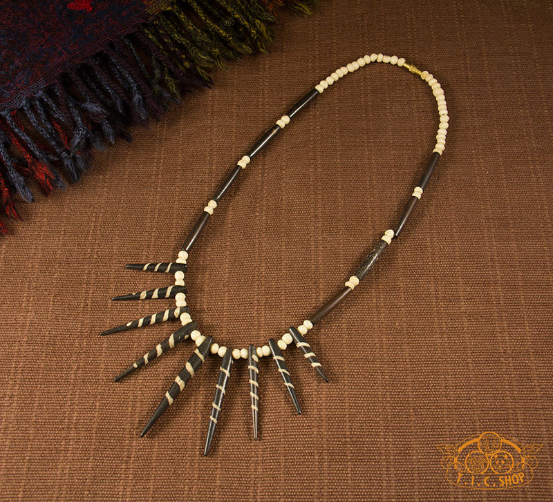 Tibetan Style Hand-woven Yak Bone Dzi Beads Amulet Necklace