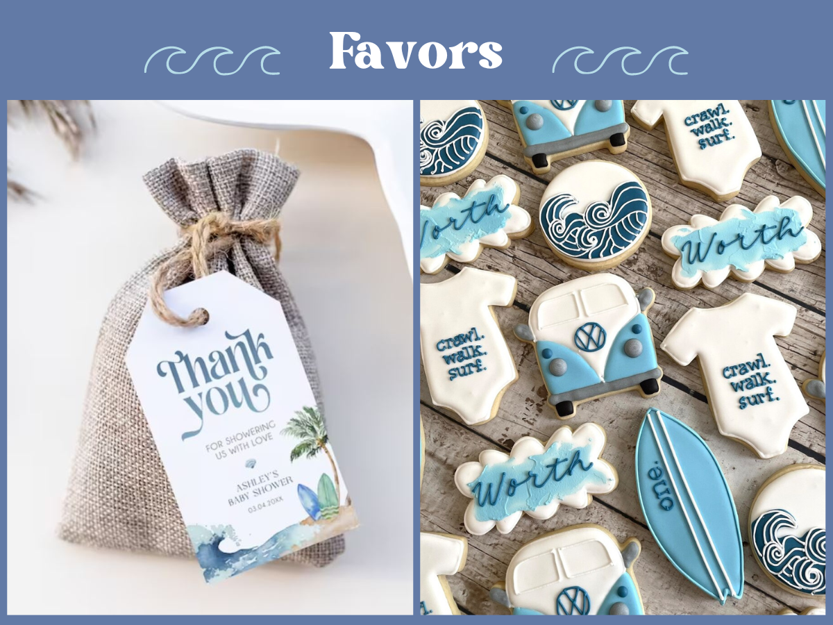 baby on board surf baby shower favors