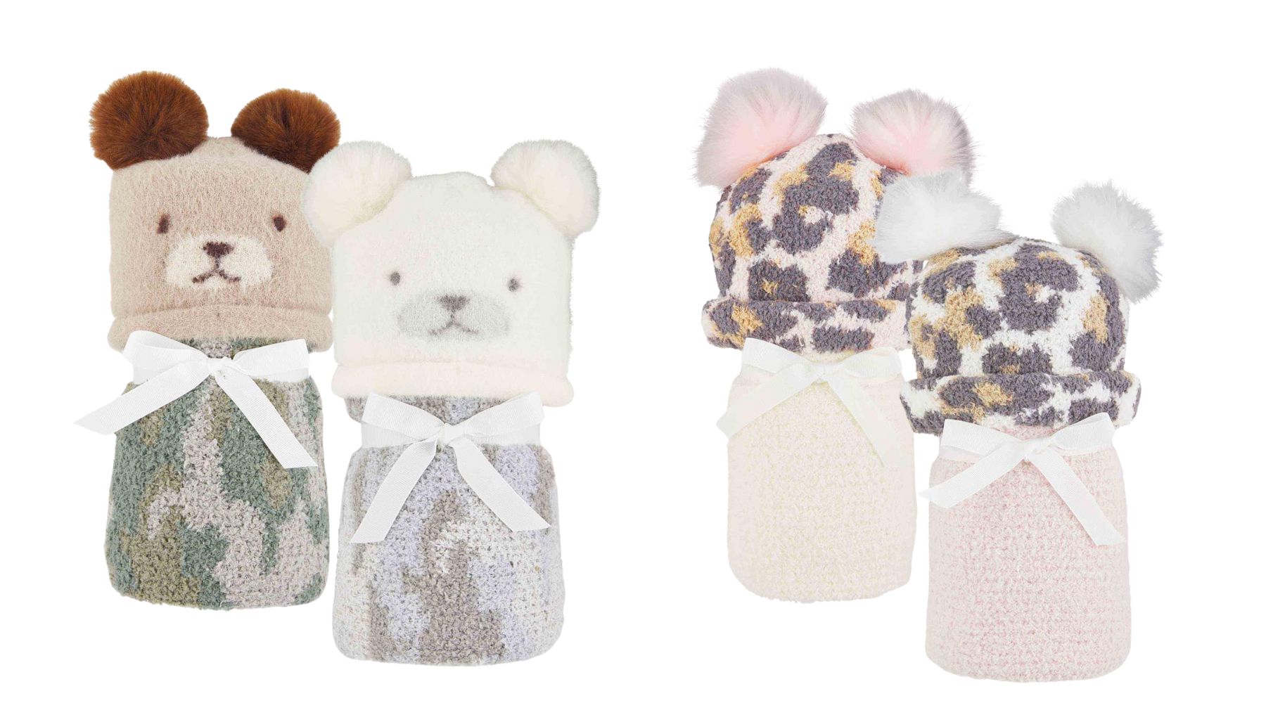 chenille bear and blanket hat set