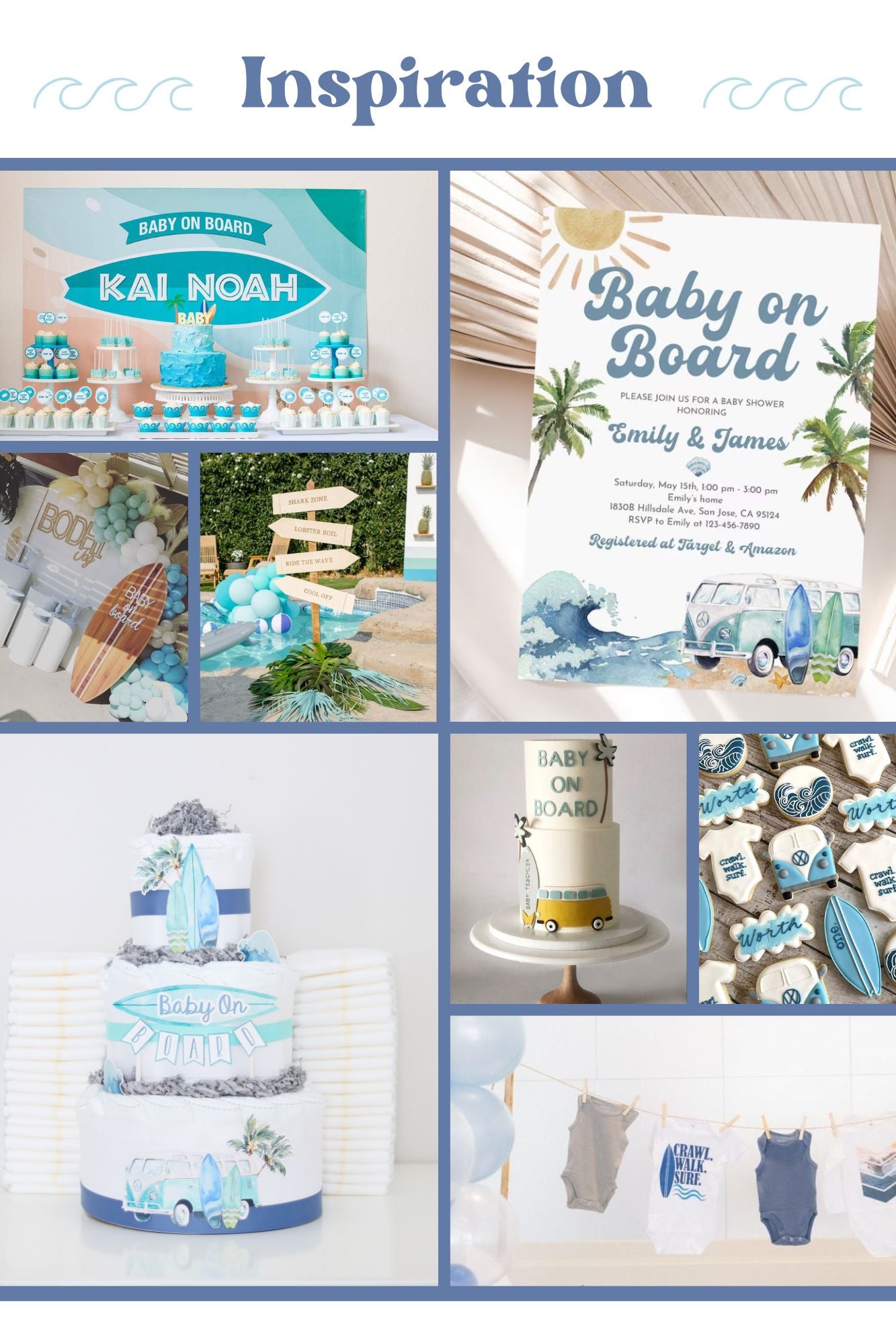 baby on board surfing baby shower inspiration 