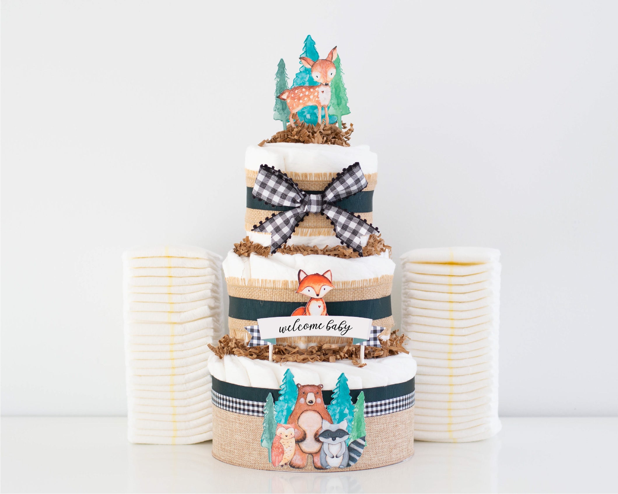 woodland diaper cake