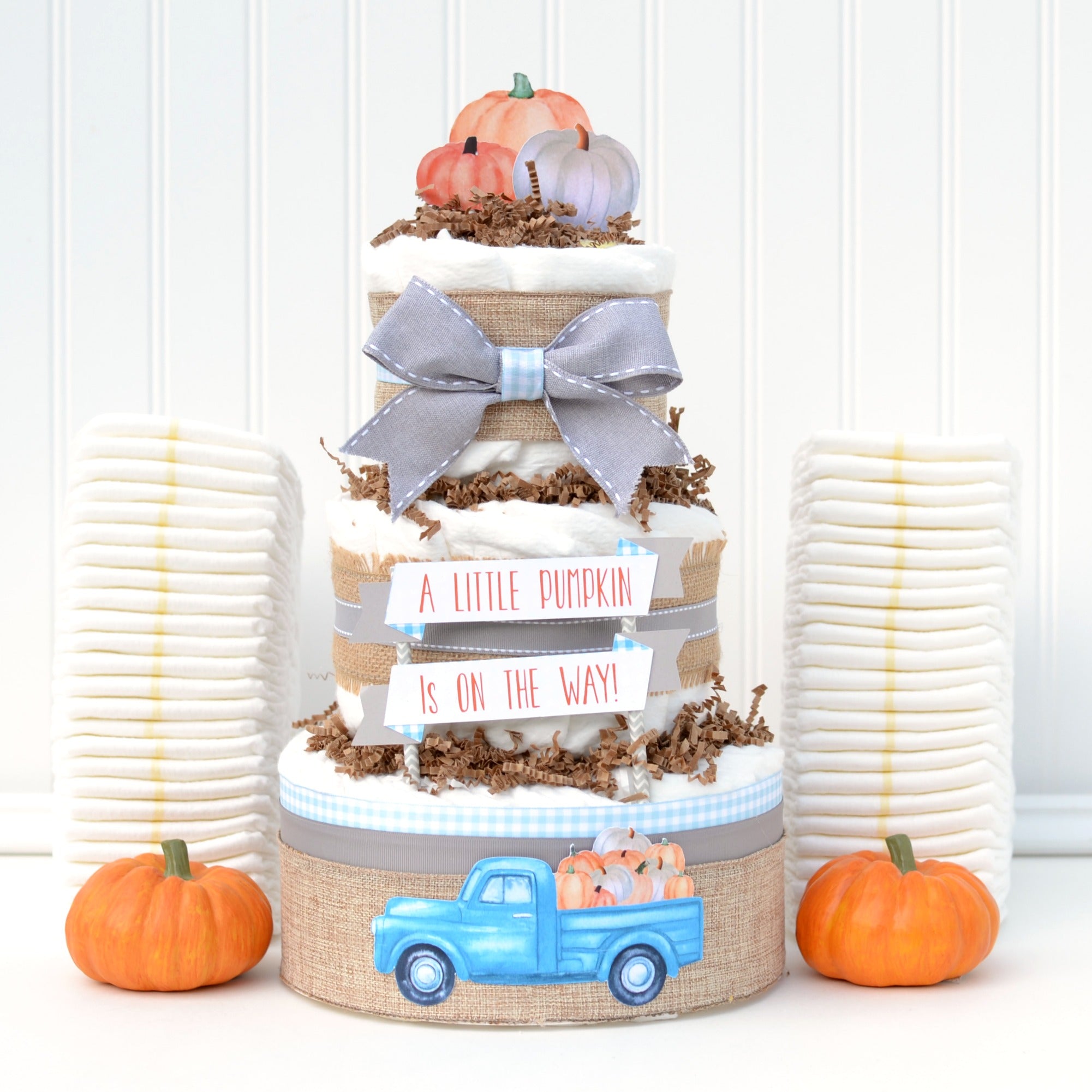 pumpkin truck diaper cake