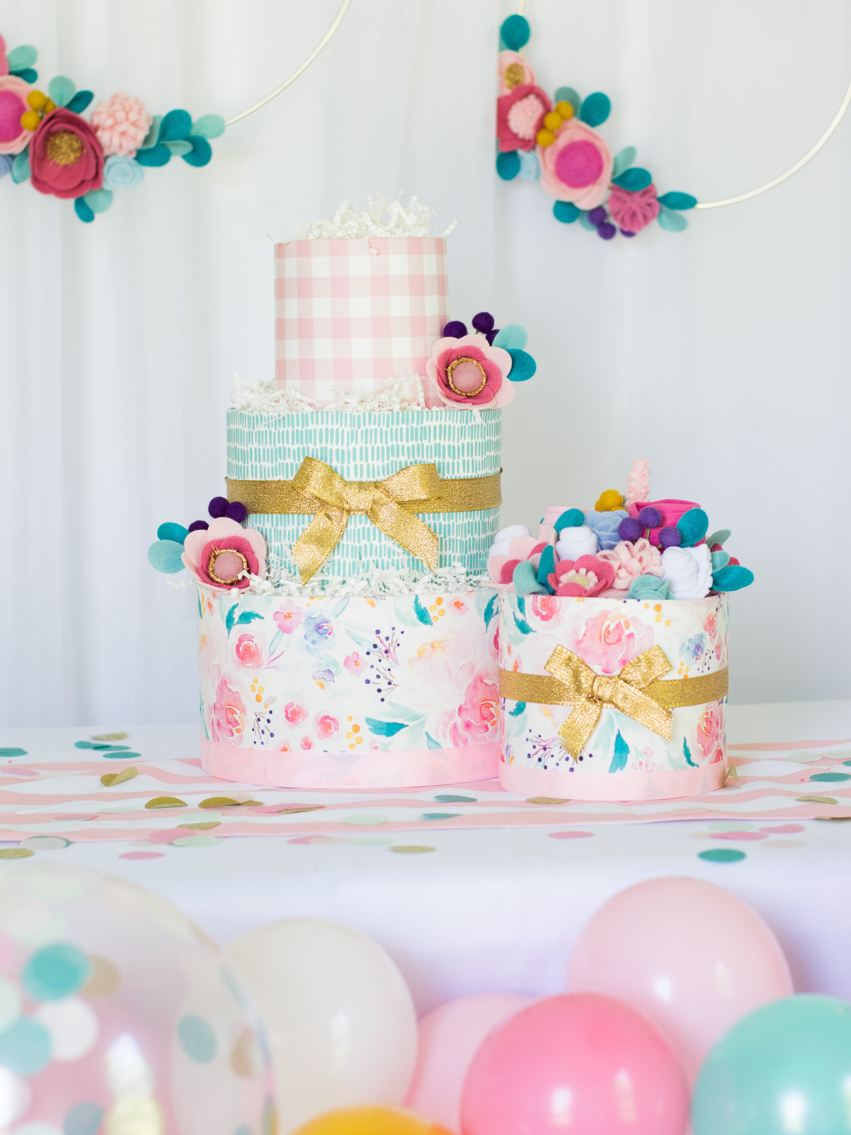 floral diaper cakes