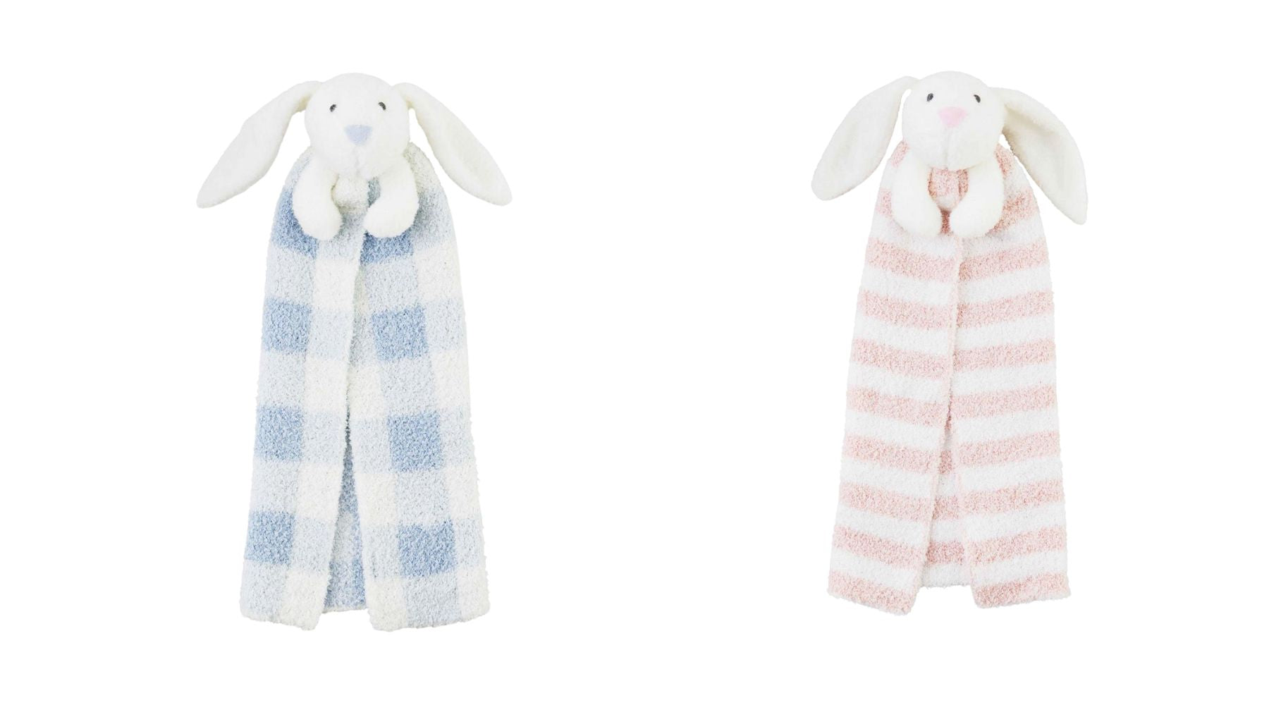 mud pie chenille bunny loveys in pink or blue
