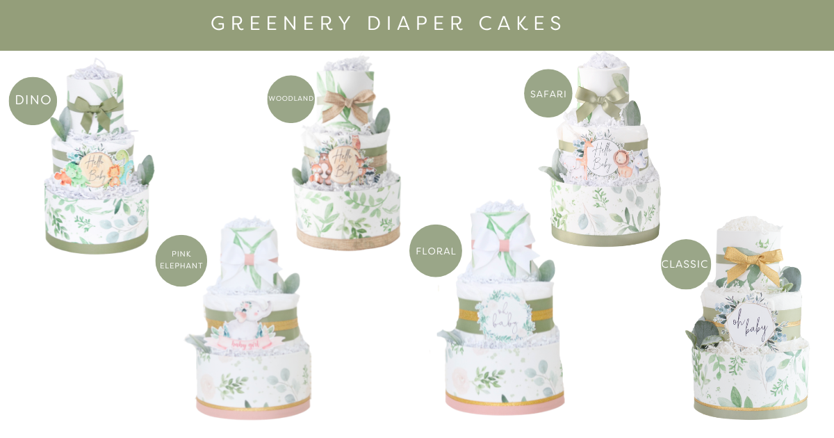 Greenery Theme Diaper Cakes