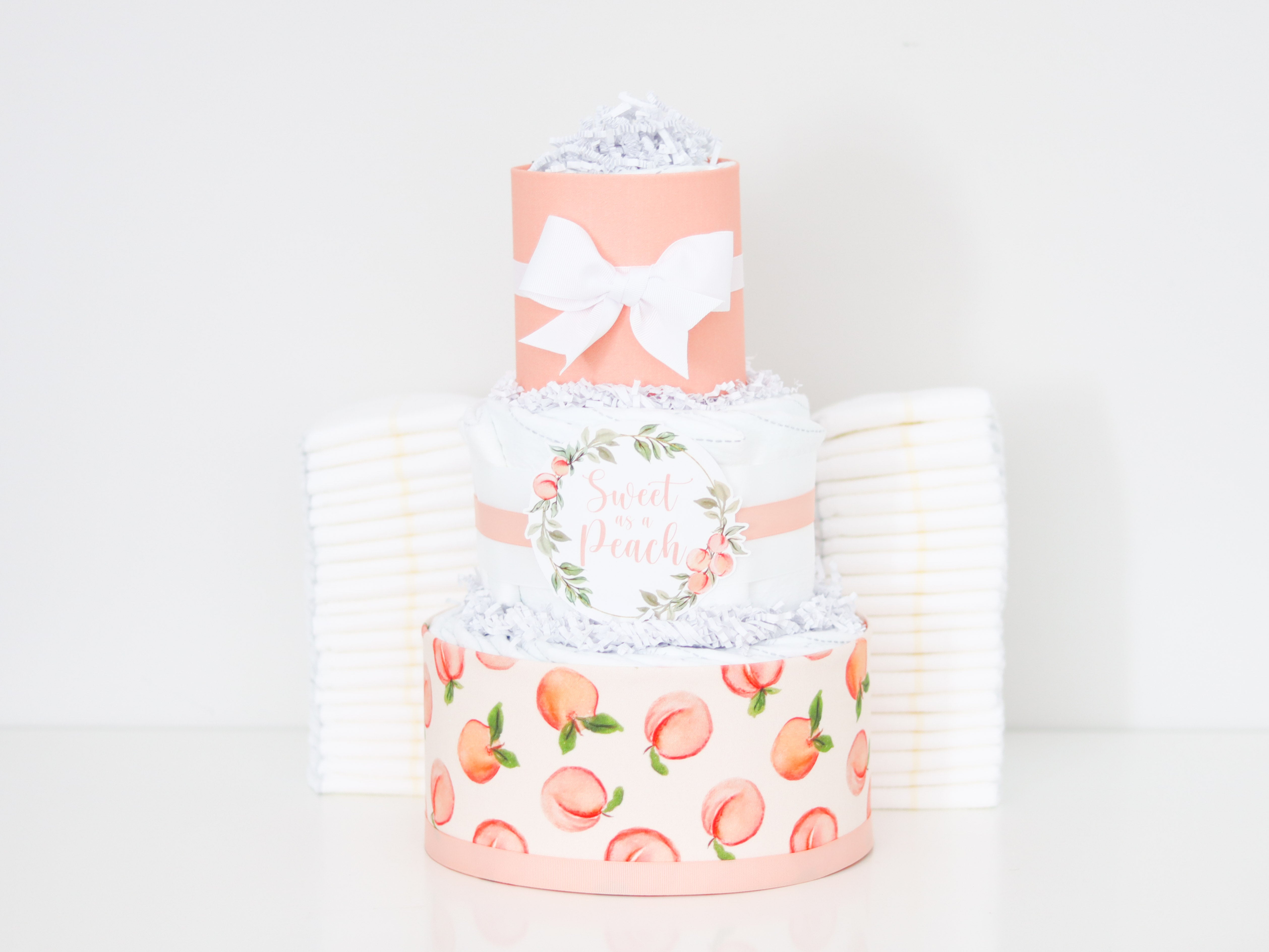 sweet as a peach diaper cake