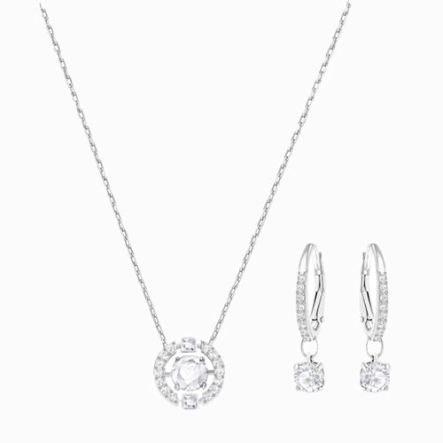 Swarovski Women’s Dance Round Pendant and Earring Set