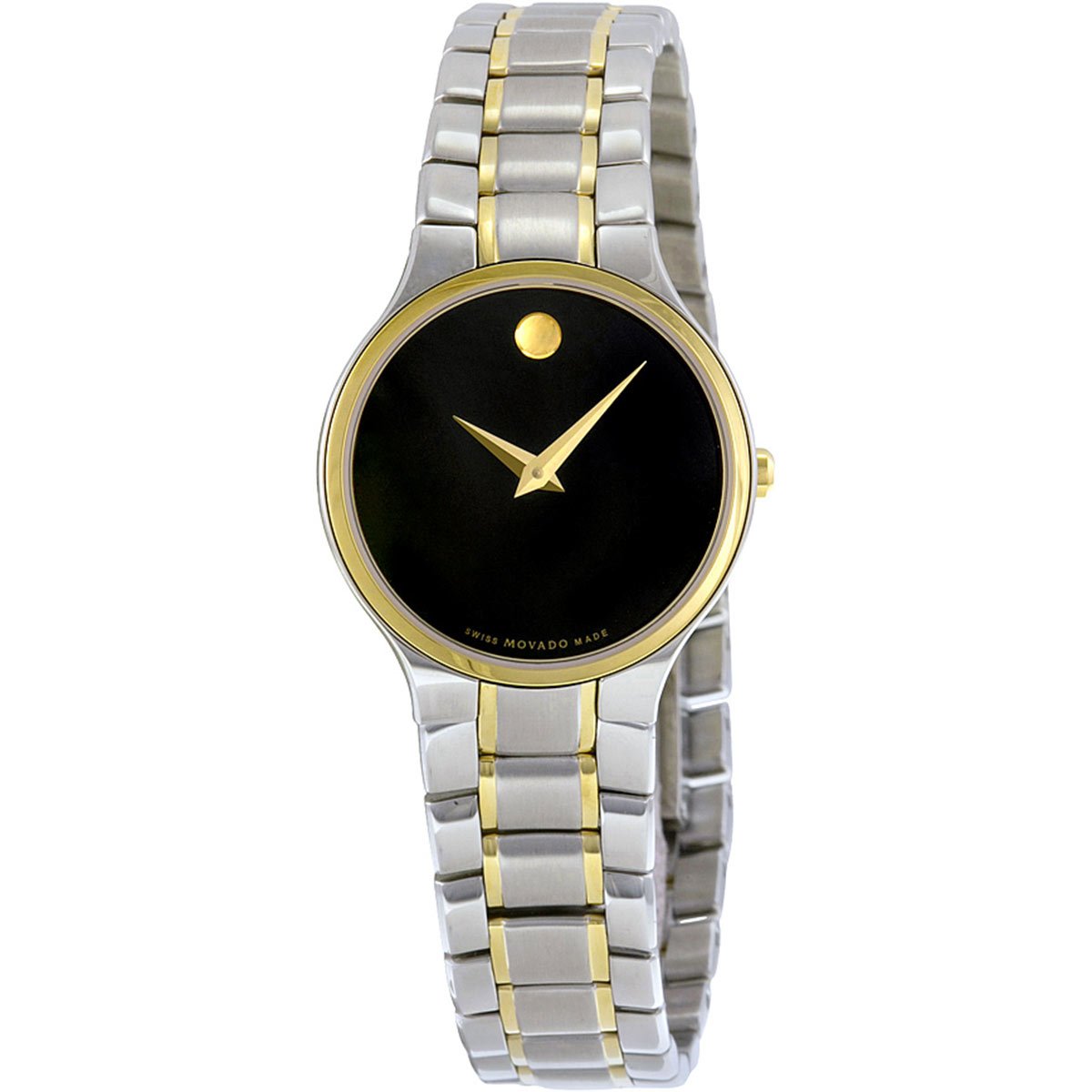 Movado Women's Quartz Watch - Serio Black Dial Two Tone Steel Bracelet | 0606902