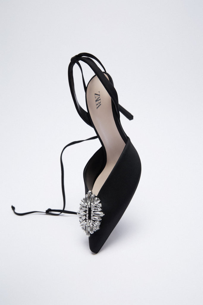 Zara Black Sparkly Embellished Heels Size EU 36