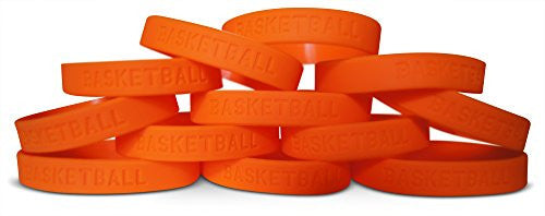 12 Stretch Orange Basketball Wristbands for Kids Made of Safe Silicone ...