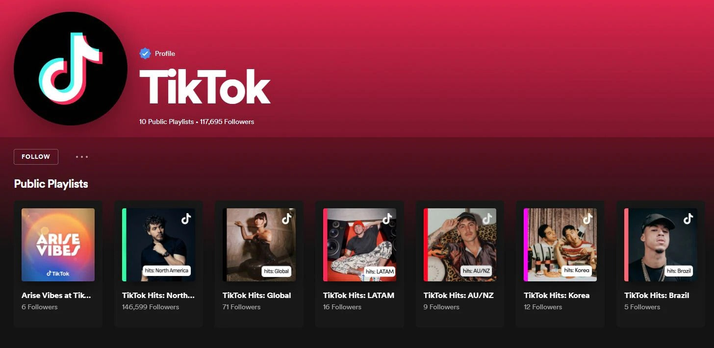 TikTokのSpotifyアカウント