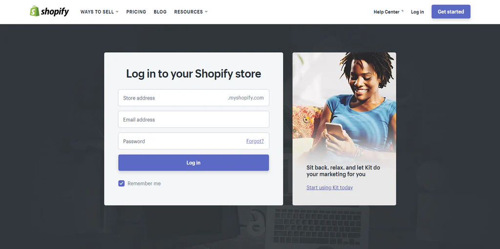 Shopifyにログイン