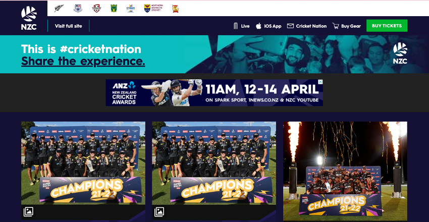 ニュージーランドのクリケットチームのウェブサイト