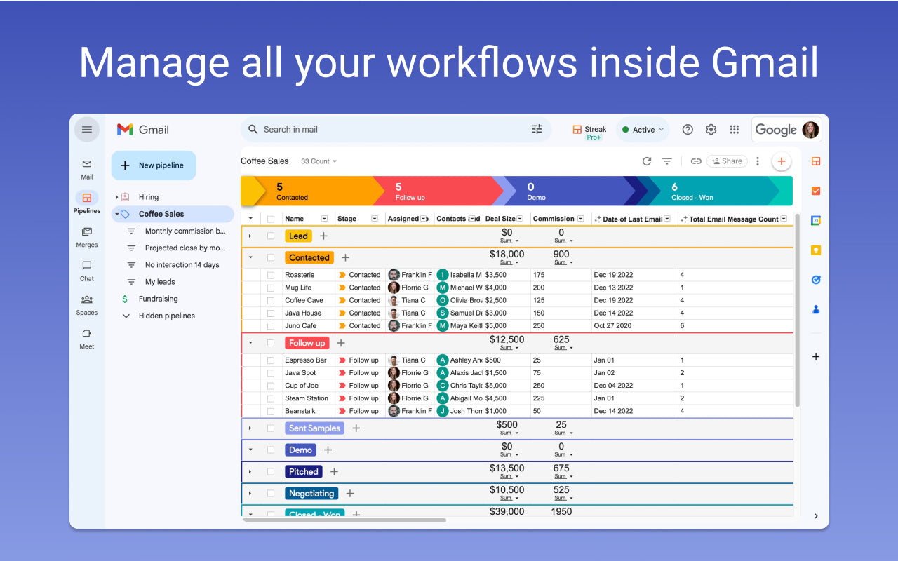 Streak CRM for Gmail（ストリークシーアールエムフォージーメール）