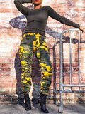 Camouflage Print Pocket Casual Pants With Belt