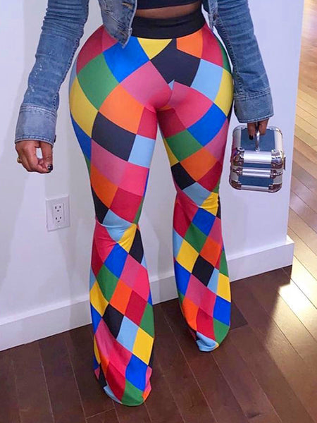 Colorful Geometry Digitai Print Casual Pants