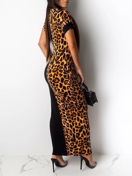 leopard print dress short sleeve