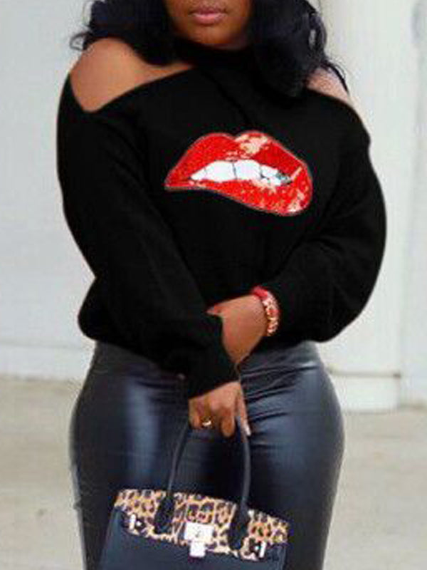 plus size sequin lip shirt