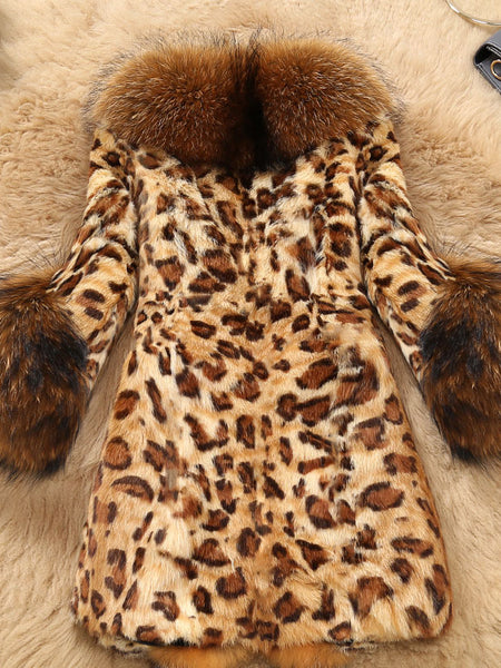 Plus Size Faux Fur Collar Leopard Print Coat – ForeverShe