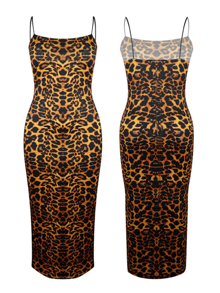 leopard print dress thin strap