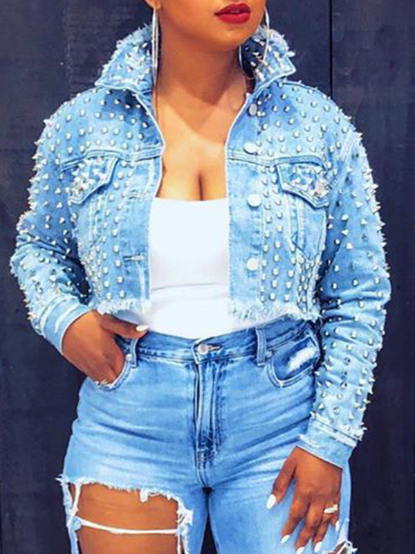 plus size distressed jean jacket