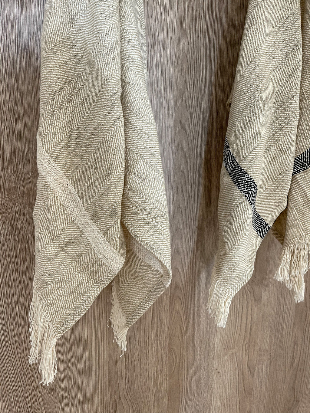 Tan & Grey Striped Cotton Tea Towels (Set of 3 Pieces)