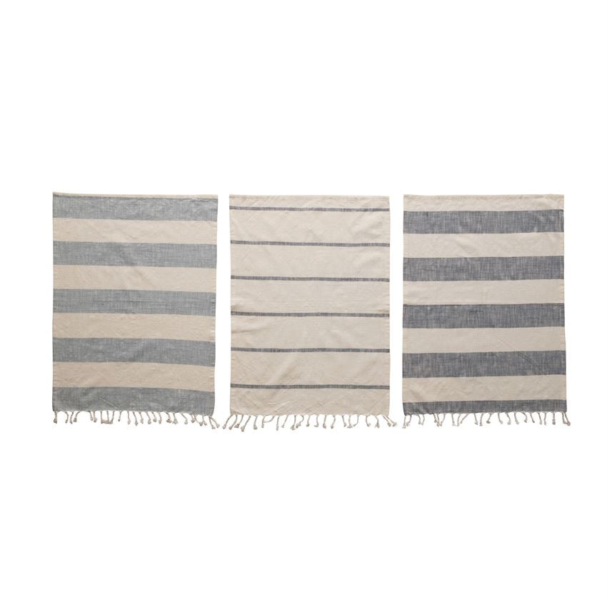 Tan & Grey Striped Cotton Tea Towels (Set of 3 Pieces) – LLACIE