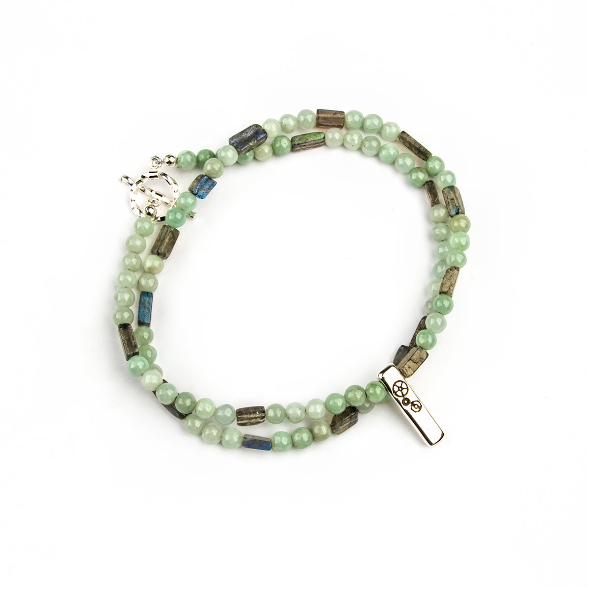 Jade & Labradorite Double-Wrap Baby Bar Bracelet
