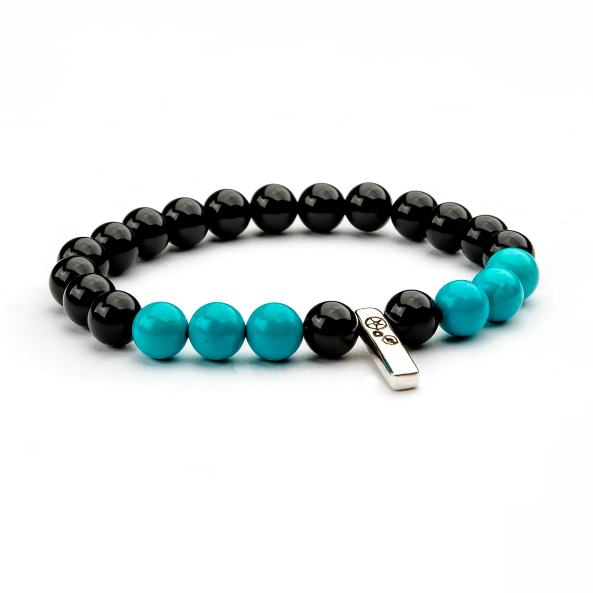 Black Agate & Turquoise Baby Bar Stretch Bracelet