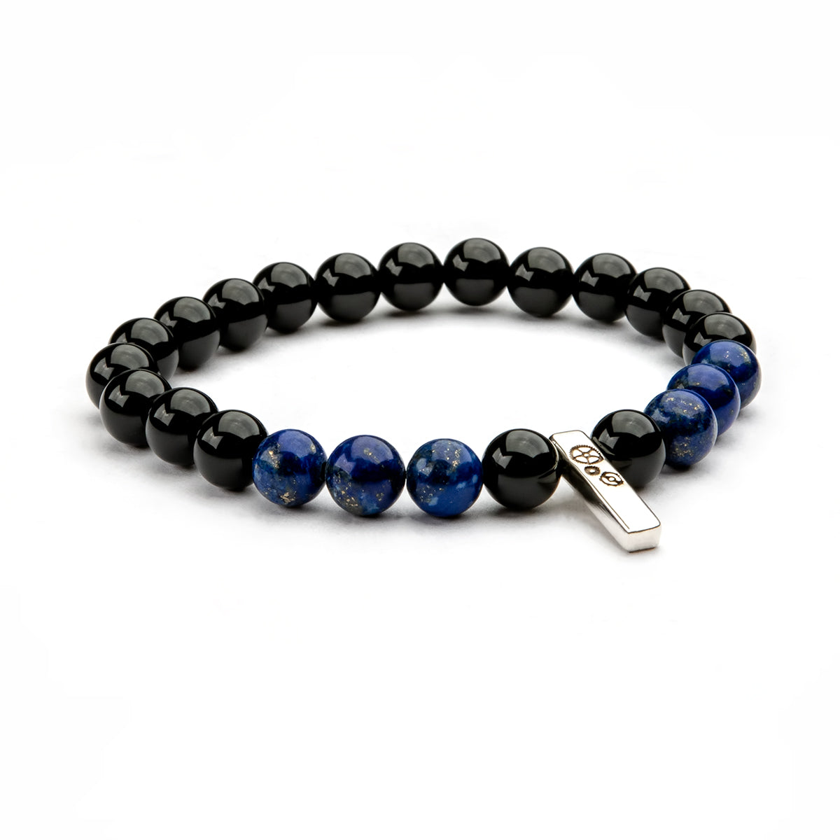 Black Agate & Lapis Lazuli Baby Bar Stretch Bracelet