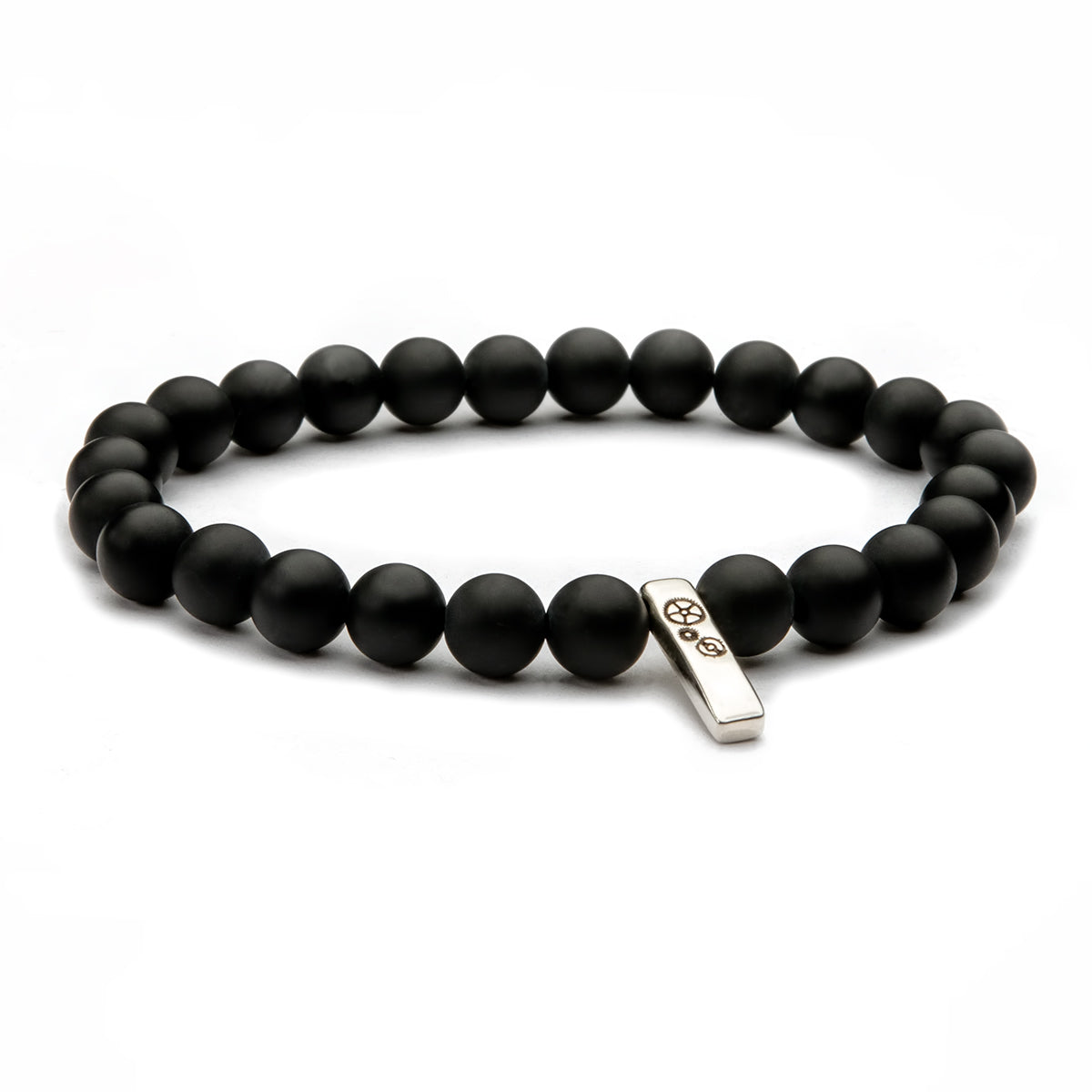 Black Agate (Matte) Baby Bar Stretch Bracelet